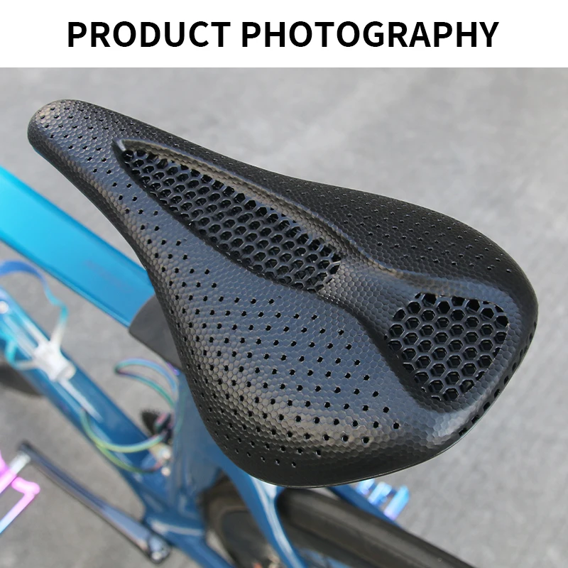 BUCKLOS Carbon Fiber Bicycle Saddle 155MM Bike 3D Printed Saddle Ultralight Road Bike Seat Cushion Full Carbon 3D  MTB Seat