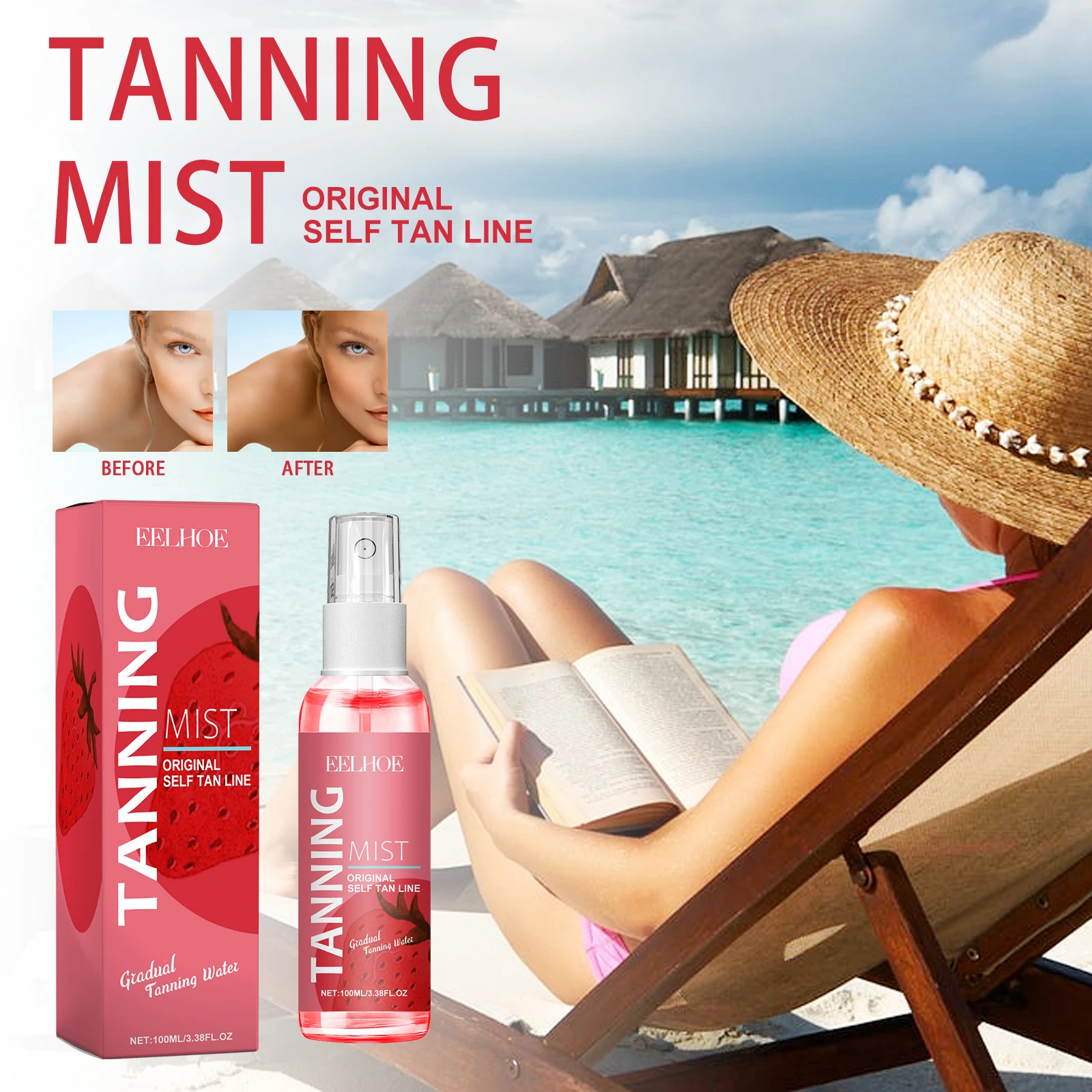 

Eelhoe 100 мл спрей для автозагара, солярий, солярия, увлажняющий крем для кожи, искусственный загар, бронзовый ускоритель, стойкий питательный спрей для загара без загара