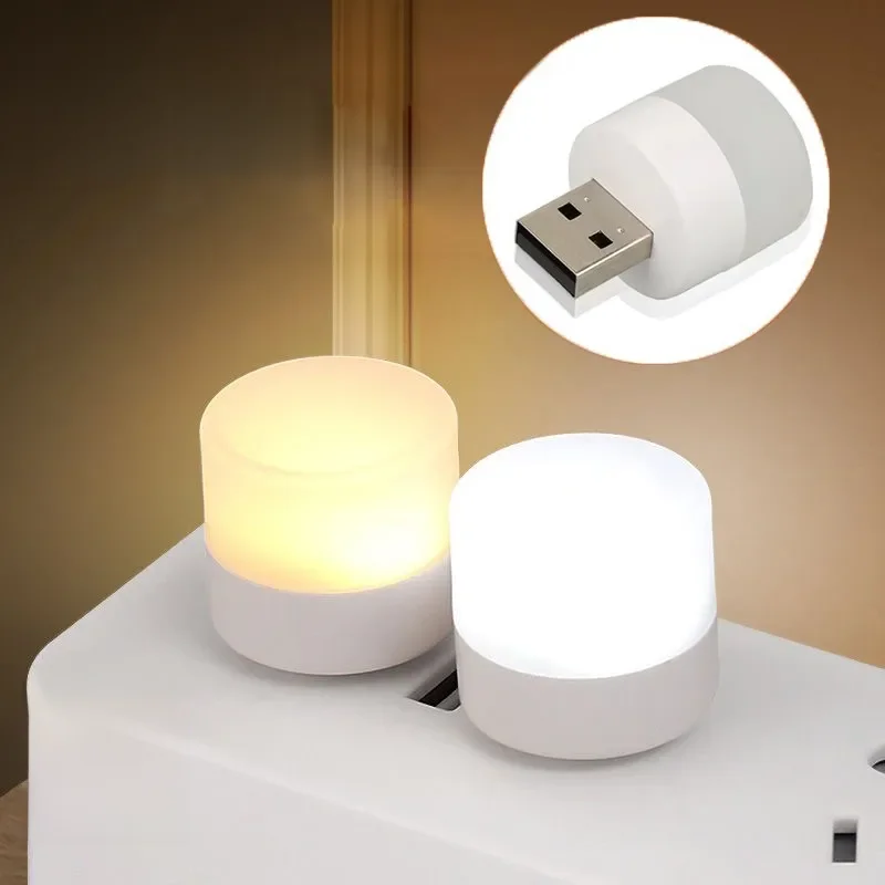 1/10 szt. Mini lampka nocna USB ochrona przed ciepłą białe oko lampka do czytania wtyczką USB zasilanie mobilne LED lampka nocna ładowania komputera — zdjęcie 2