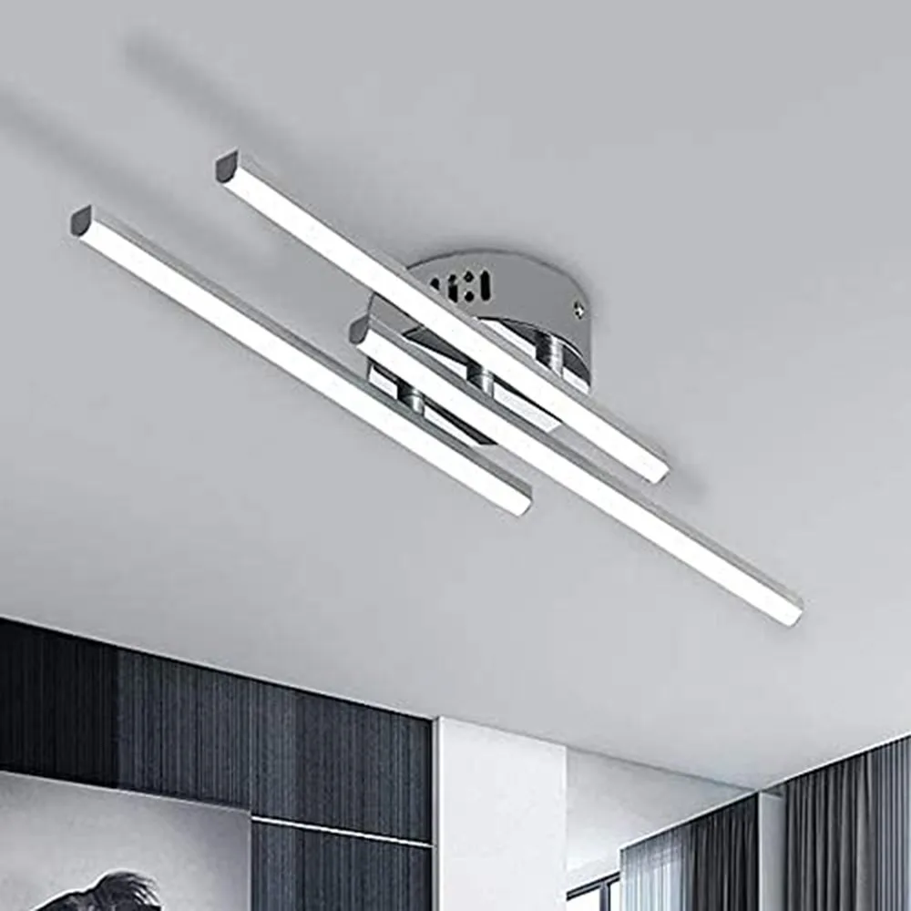 Luz de techo LED, luz de techo LED de 18 W, aluminio acrílico plateado, luz de techo moderna para sala de estar, 6500 K (blanco frío)