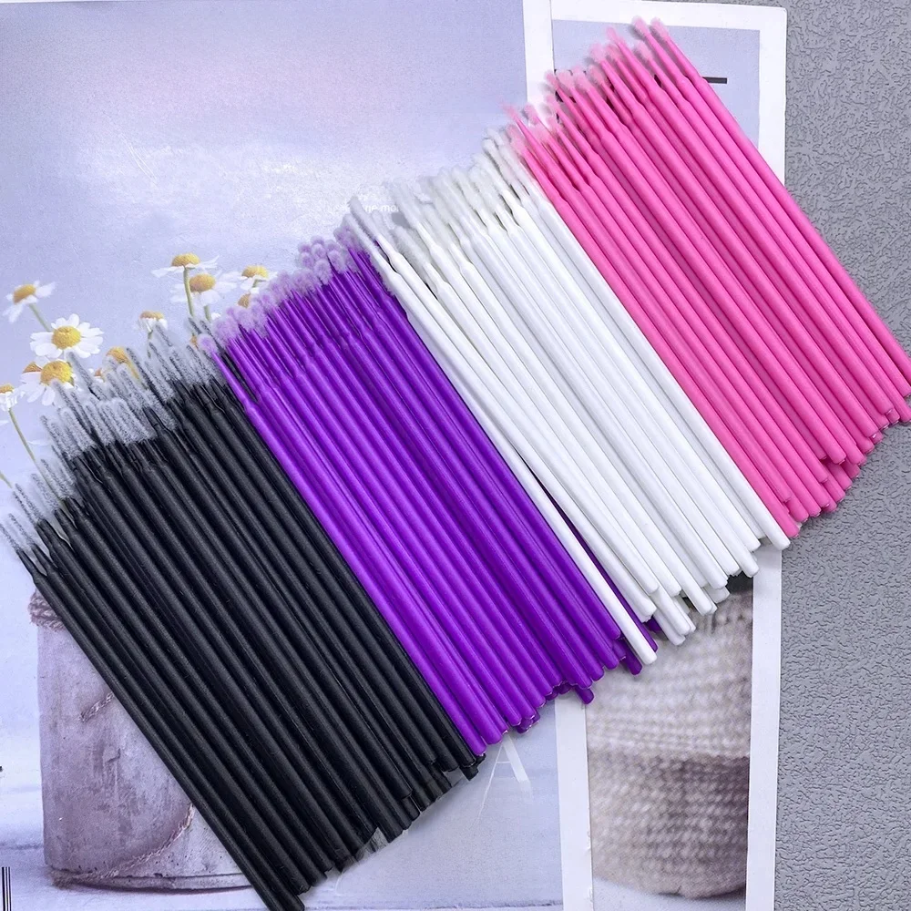 100/500 pièces brosse de nettoyage de cils Extension de cils Micro coton-tige cils individuels microbrosse beauté maquillage propre dissolvant