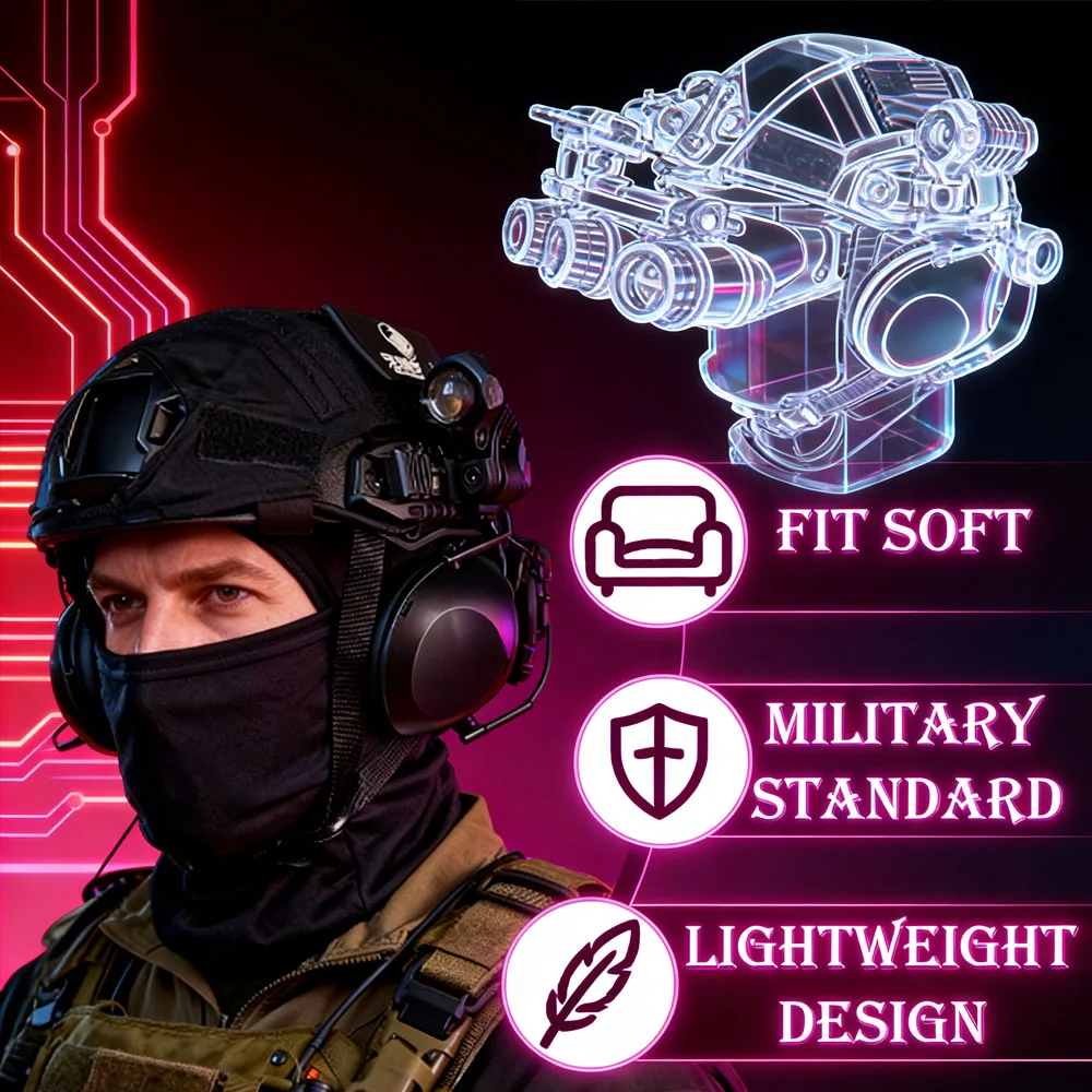 Tactical Soft Air Gun Helmet Kit,with Four Eye Night Vision Device Model 9in1Gear for Paintball, for Outdoor Field Cosplay