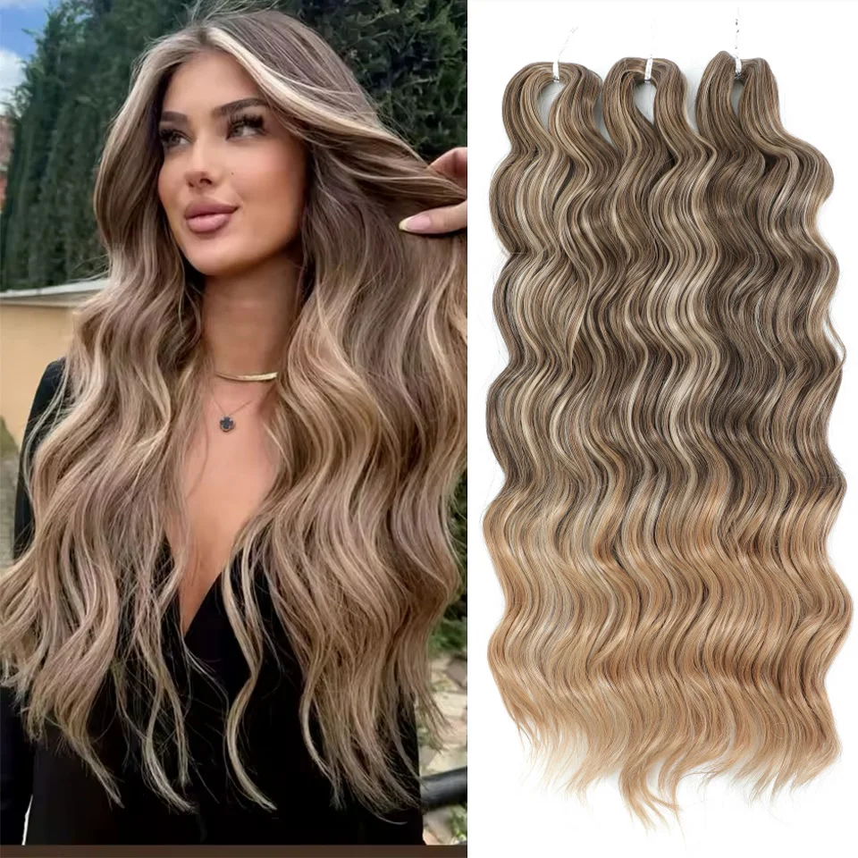

Anna Loose Wave Crochet Hair Extension 300g High Temperature Fiber 24 inches 3 Piece/lot Ombre Blonde Twist Crochet Curly Hair