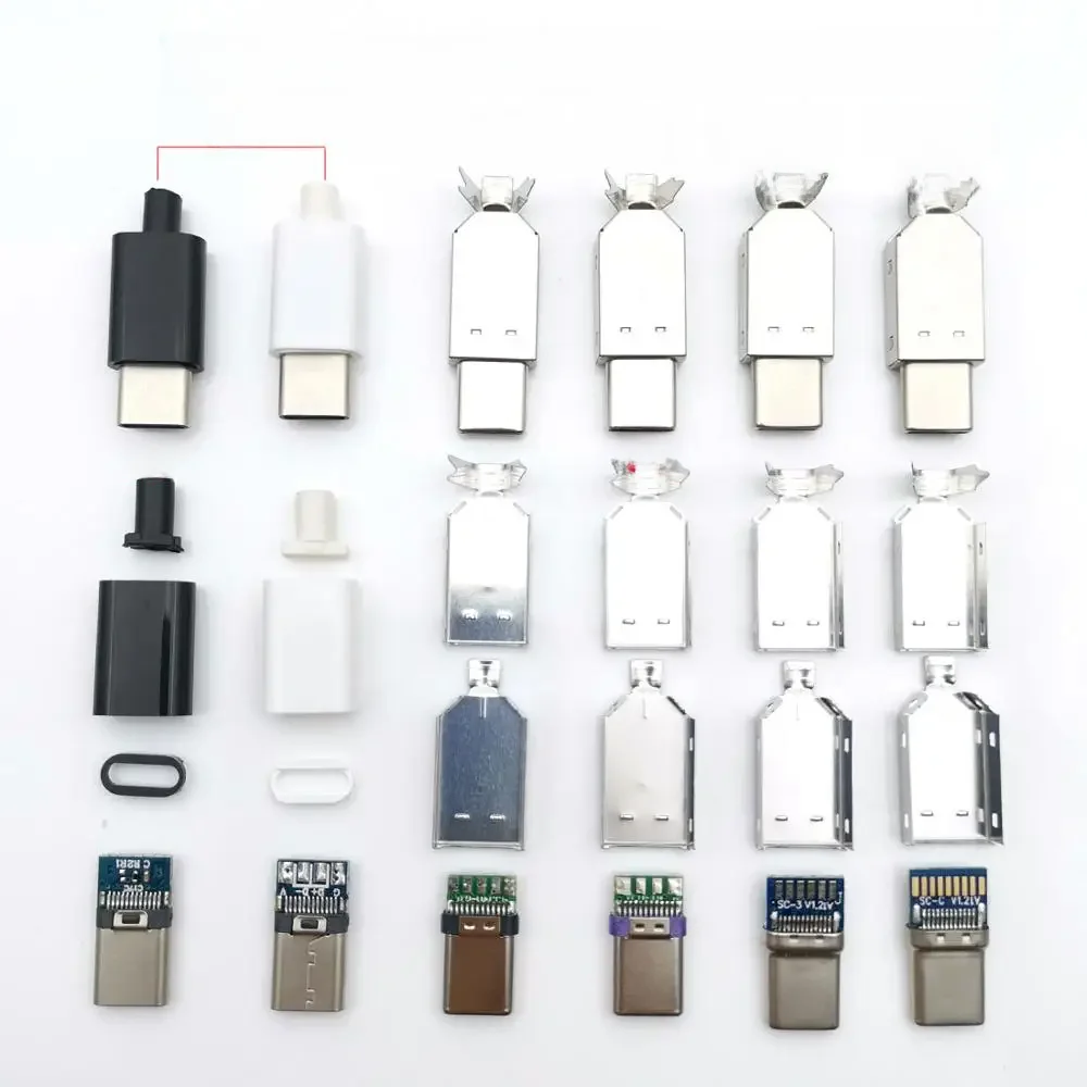 2 zestawy USB 3.1 typu C 2.0 męska wtyczka wtyczka ładowania typ spawania USB-C adapter 3/4 w 1 2A/3A/5A prąd o dużym napięciu złącze z przypadku — zdjęcie 2