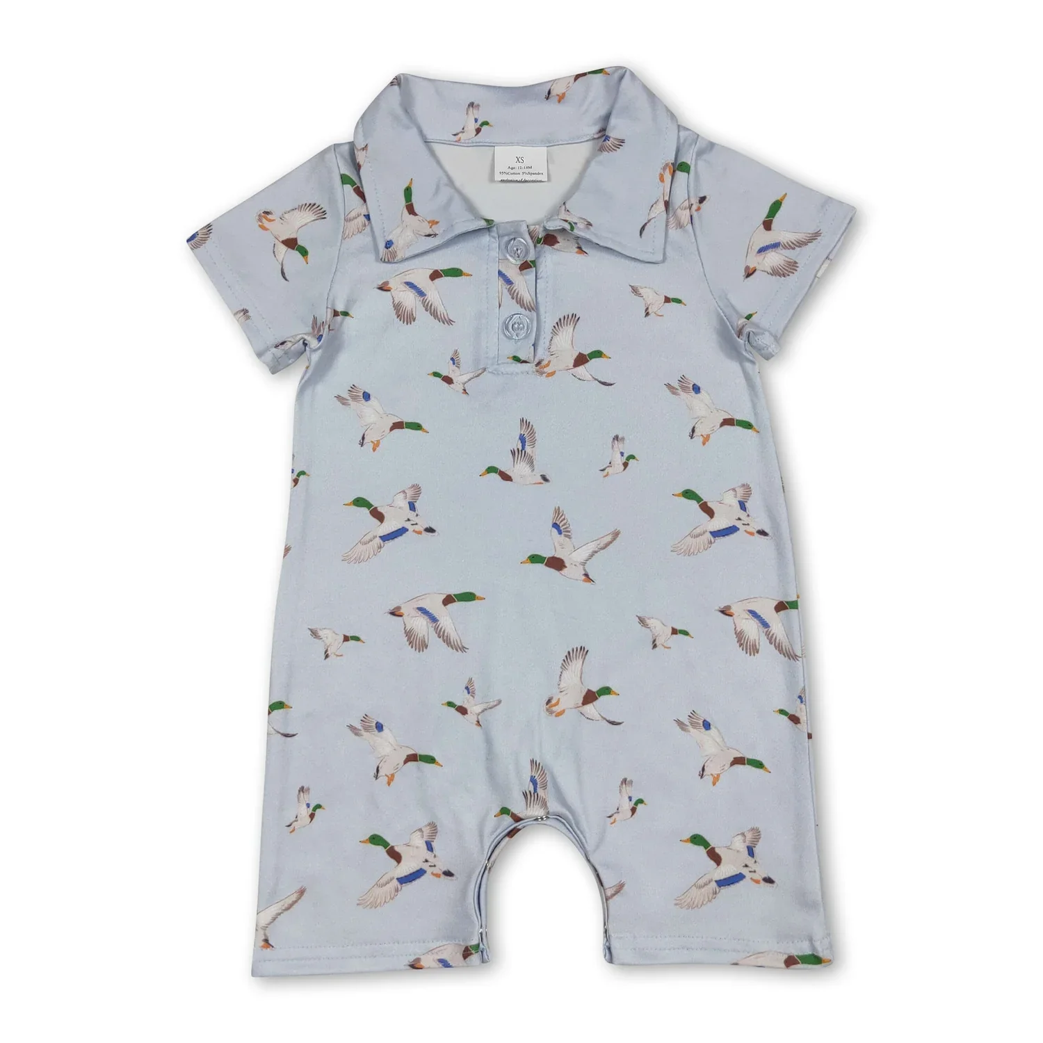 Baby Boy Summer Polo Romper Short Sleeves Duck Design Comfortable Cotton Outfit for Infants