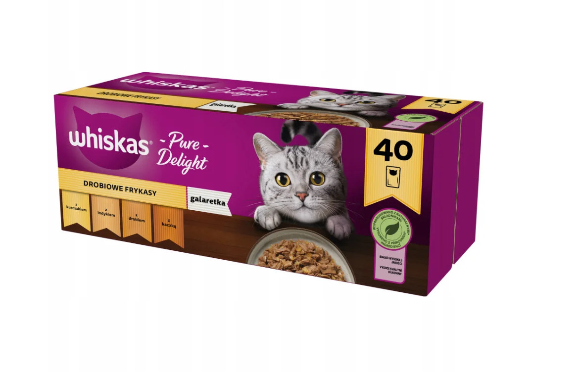 WHISKAS-bolsita para adulto, sartén para aves de corral, 40x85g