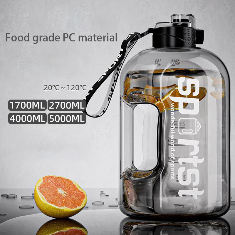 1.7L-5L Outdoor Sport Water Bottle Pc Material Precise Scale Portable Water Cup Large Capacity Water Bottle Gym Fitness Bottle