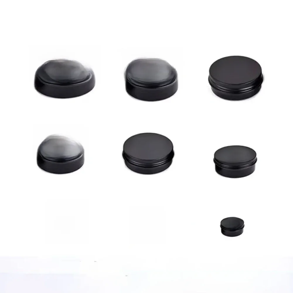 Boîte en aluminium ronde africaine noire, 10/15/20/30/50/60/80/100/150g, 18 boîtes en métal, crème cosmétique, bricolage, bocal à thé quotidien, boîte en aluminium