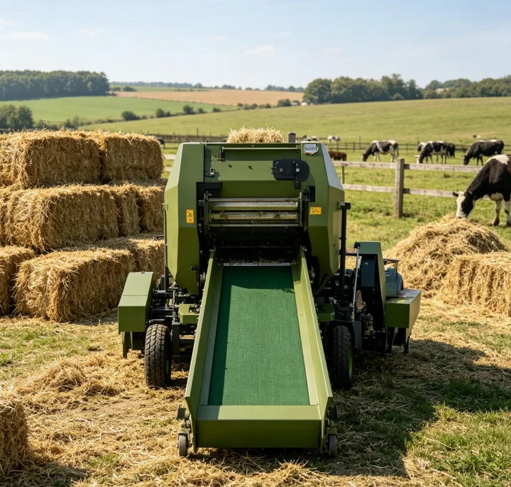 Mini Round Silage hay Baler Wrapper Machine Agriculture Corn Silage Forage Straw Alfalfa Grass Twine diesel Motor Baler for Sale