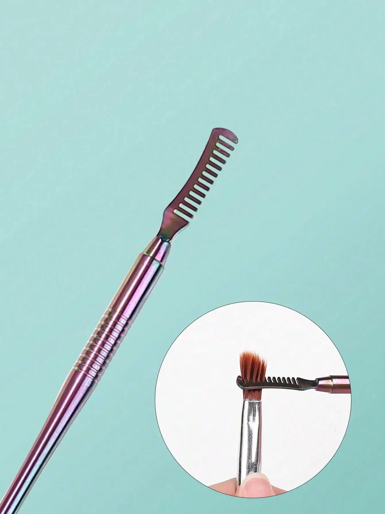 多機能ネイルペンクリーニングコームステンレス鋼ネイルブラシクリーナー＆グルーミングツール耐久性のあるマニキュアアクセサリー