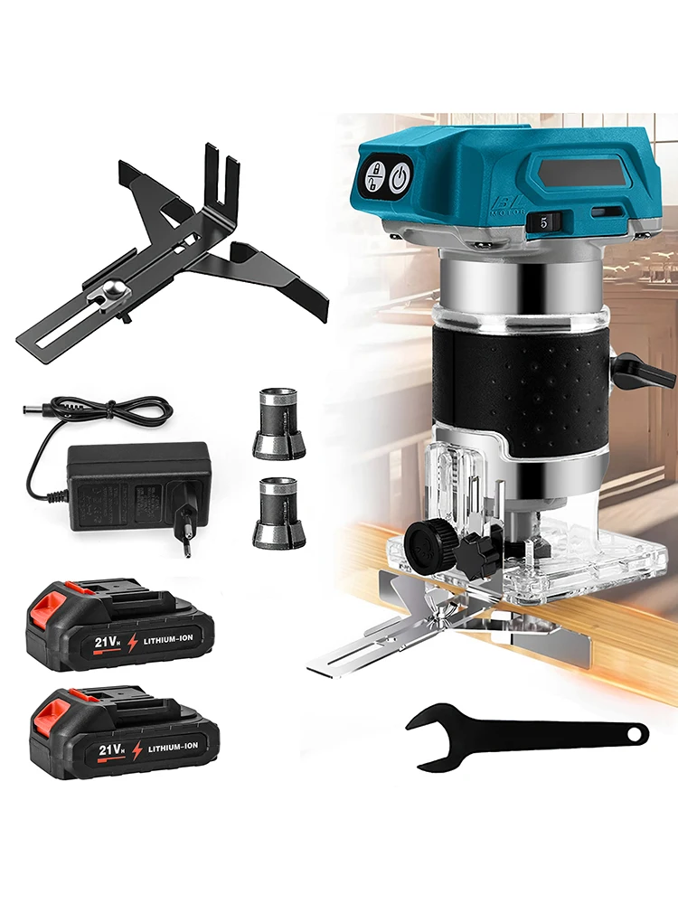 Bürstenloser Holzfräser Holztrimmer Elektrische Handfräse Tischlerwerkzeug Holzbearbeitungs-Trimmer für Makita 18V Akku