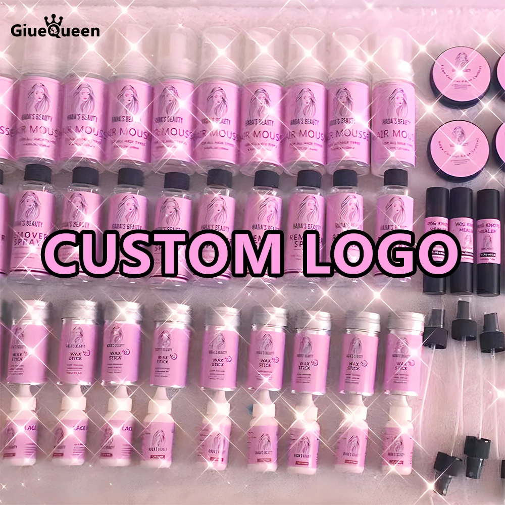 Custom Label With LOGO Of Lace Glue Waterproof Glue Remover Hair Wax Stick Glue Pen Edge Control Growth Oil Wig Installing Kit