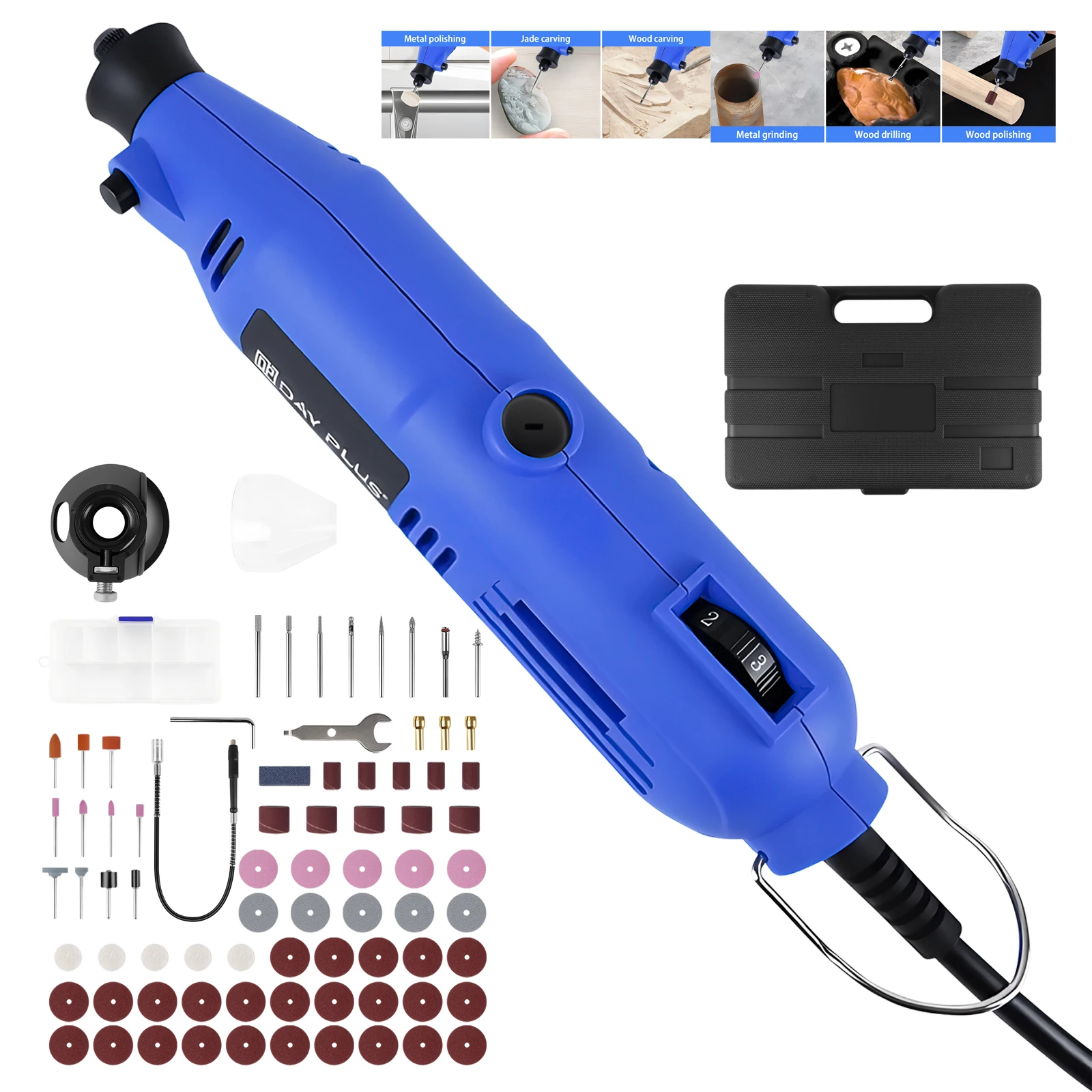 Kablolu Döner Çok Amaçlı Alet Seti 250W, 80 Parça Aksesuar Seti ve Saklama Kutusu ile, 6 Değişken Hız 10000-32000rpm, Kendin Yap, Ahşap İşleri ve Hobi El Sanatları için İdeal, Dremel Uyumlu.