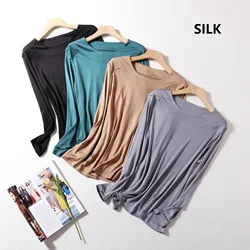 silk tshirt long sleeve clothes t shirt for women tee shirts summer green tops white top womens clothing sexy aesthetic blouses