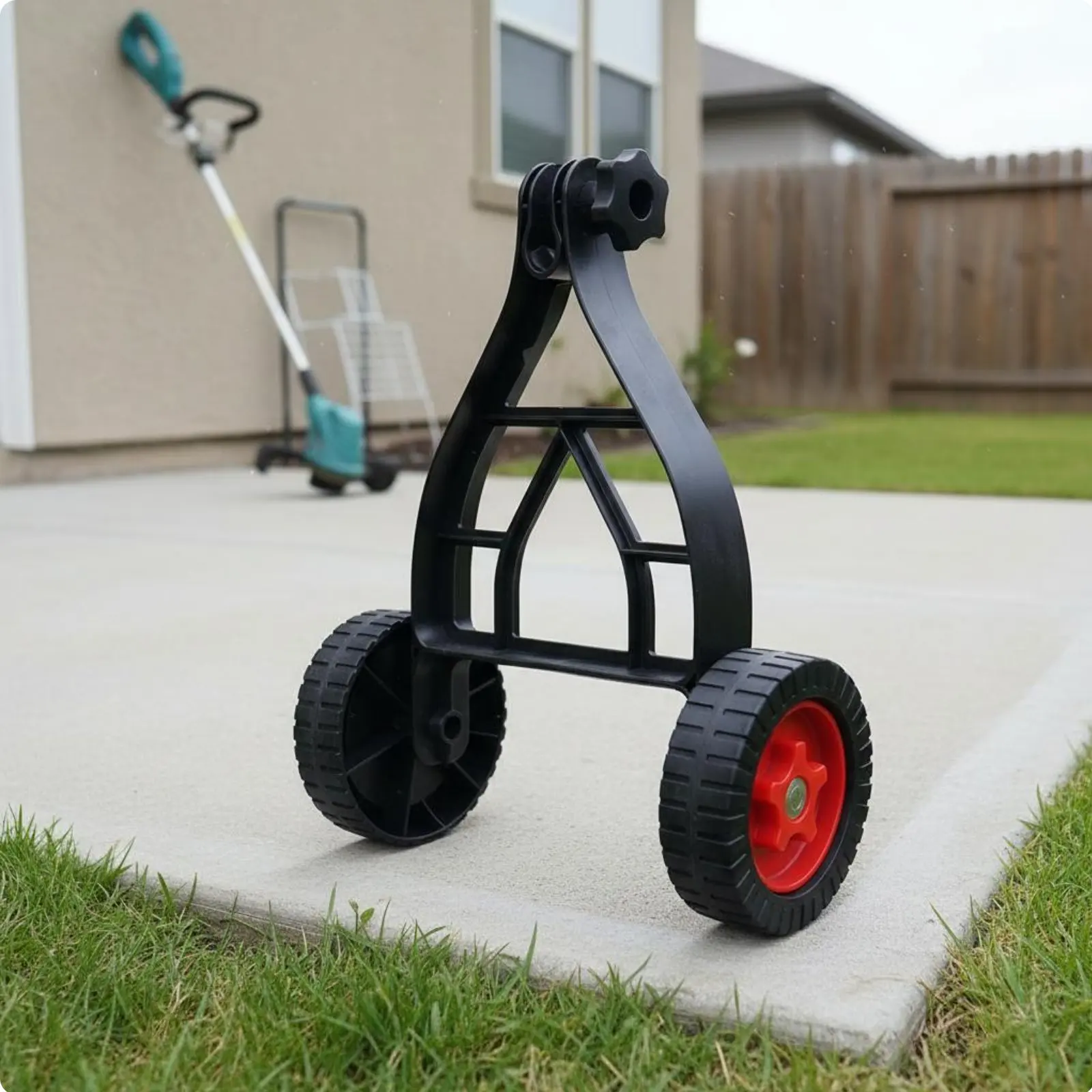 String Trimmer Support Wheels Adjustable Height Grass Cutter Rolling Guide Wheels Labor Saving Weed Eater Wheel for Lawn Garden