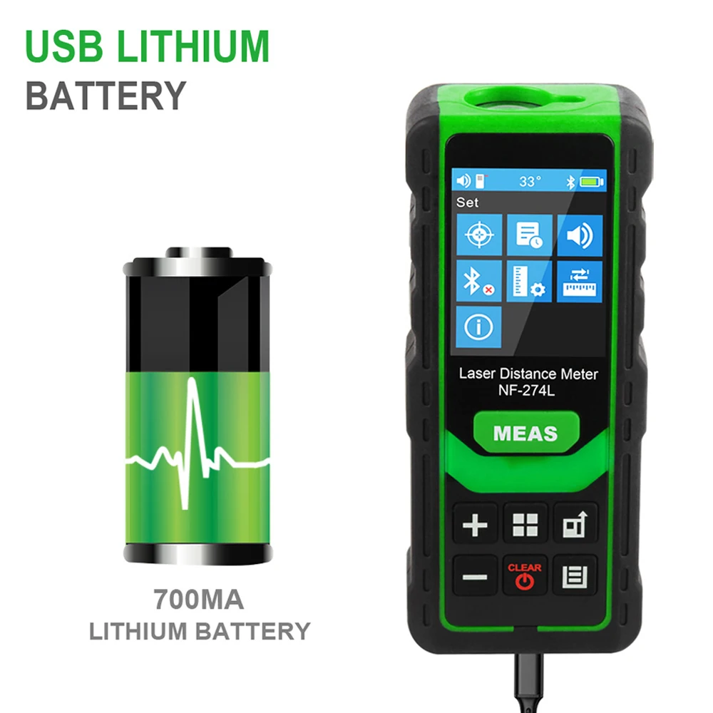 Imagem -04 - Noyafa Nf274l Laser Medidor de Distância Medida a Laser 60 80 100m Comprimento Área Volume Eletrônico Nível Ferramenta Teste com Voz Bluetooth