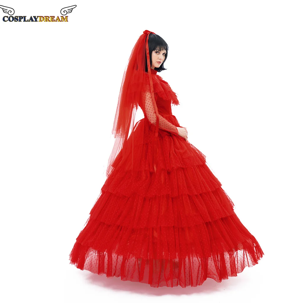 Beetlejuice Lydia Deetz Costume Lydia Deetz Red Wedding Dress Costume Halloween Costume Fancy Dress for women