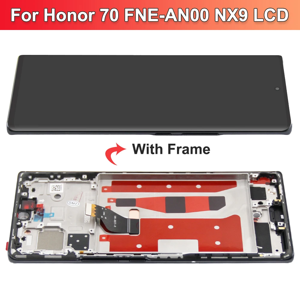 For Honor 70 LCD Display Touch Screen Digitizer Assembly Replacement For Honor 70 FNE-AN00 FNE-NX9 LCD With Frame