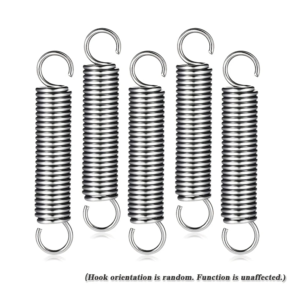 5PCS Heavy Duty Extension Springs with Hooks 1.0x6x60mm Dual Hook Spring Steel Tension Spring for Trampoline Door Cart DIY