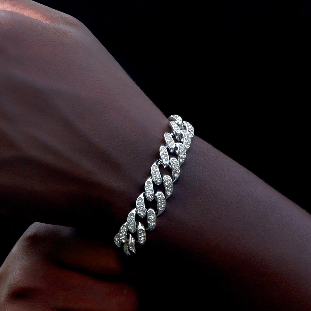 Hip Hop Cuban Link Bracelet Silver Color Detail