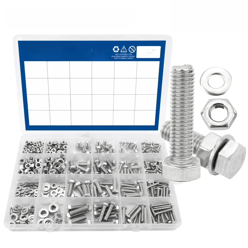 AliExpress NINDEJIN 552pcs/set External Hex Bolt Set with Nuts Stainless Steel m3 m4 m5 m6 Bolts and Nuts Set Hexagon Head Screw Kit for Bicycle