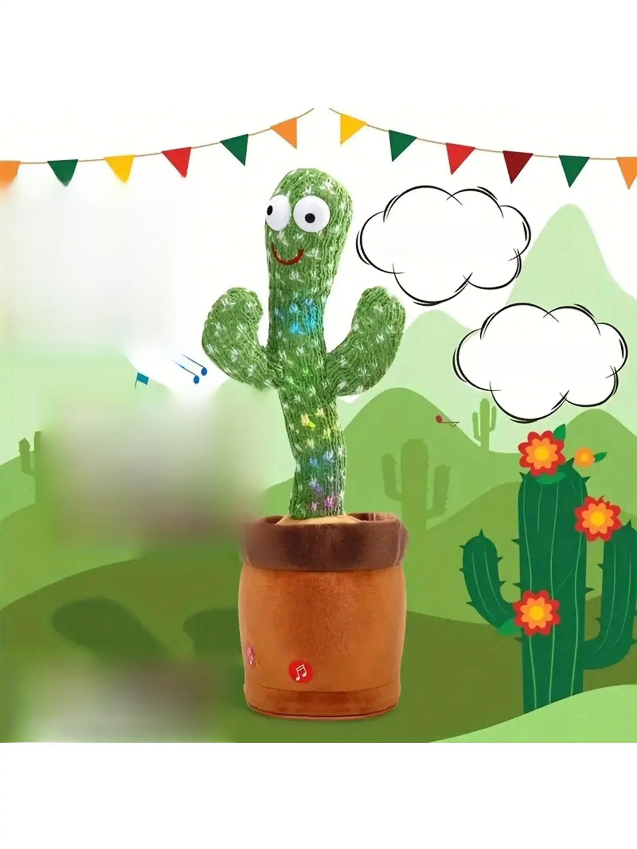 Jouets de Cactus parlant de danse pour bébés garçons et filles, chant, imitant l'enregistrement, répétition de ce que vous dit ensoleillé, Cactus Up Plus, 1 pièce
