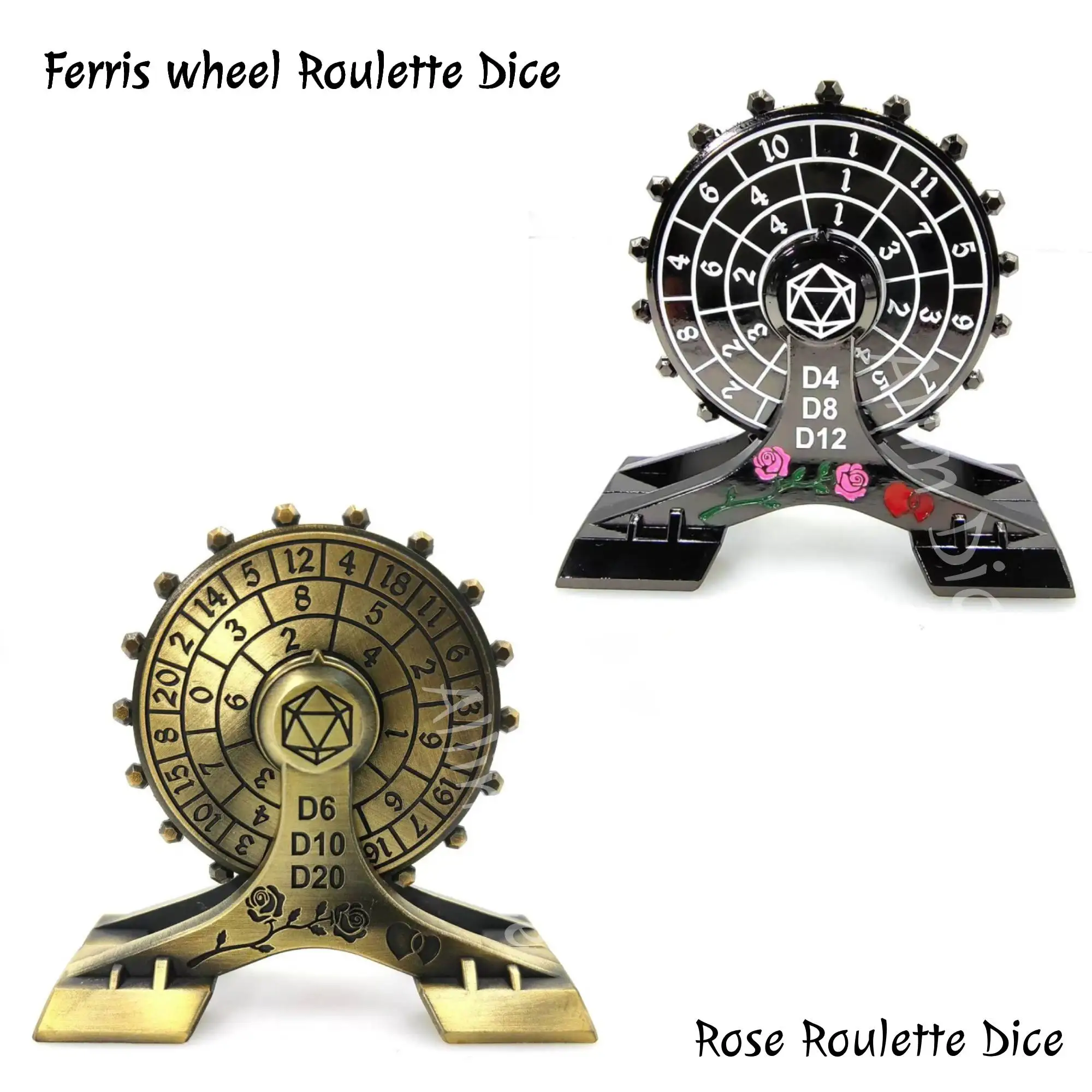 

Ferris wheel Roulette Dice DND Dices 7 in 1 Rose Roulette Dice Fingertip Gyro DND Metal Dice Creative Rose Metal Rotating Dice