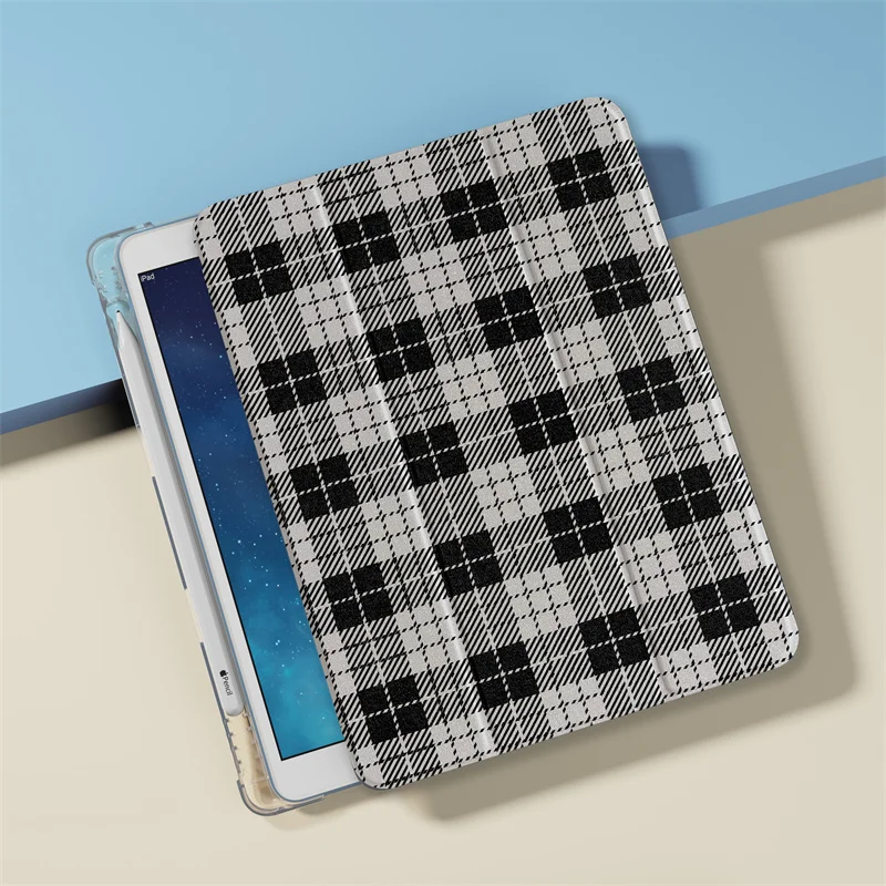 Korean Plaid Case For Apple iPad Air 2024 11 inch Air5/4 10.9 iPad 10/5/6/7/8/9 9.7 Air 3 10.2/10.5\'\' mini 6/5/4 Gen Cute Cases