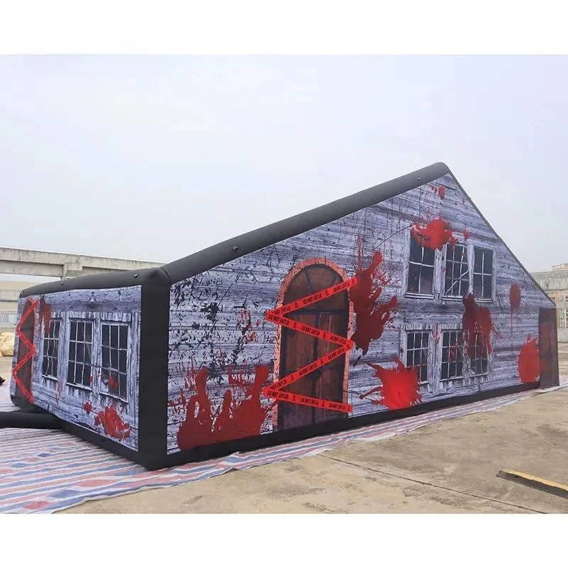 Maison hantée gonflable commerciale Portable personnalisée 10x5m, grand labyrinthe d'halloween en plein air, jeu de labyrinthe gonflable pour fête et événement
