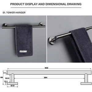 Bagnolux gri, siyah, parlak krom, kancadan fırçalanmış-kanca, havlu askısı tutacağı kağıt, banyo aksesuarları, paslanmaz çelik 9 krom kaplı çelikten en çok satan raf-6 numara