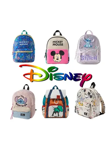 Disney Cartoon Mickey Mouse Cute Fashion Backpack Women's Minnie Canvas School Bag Fashion Large Capacity Backpack Girls Mochila