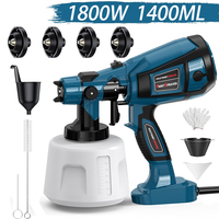 1400ML Electric Spray Gun 800W High Power HVLP Paint Sprayer Auto Furniture Steel Coating Airbrush for Home DIY With 4 Nozzles