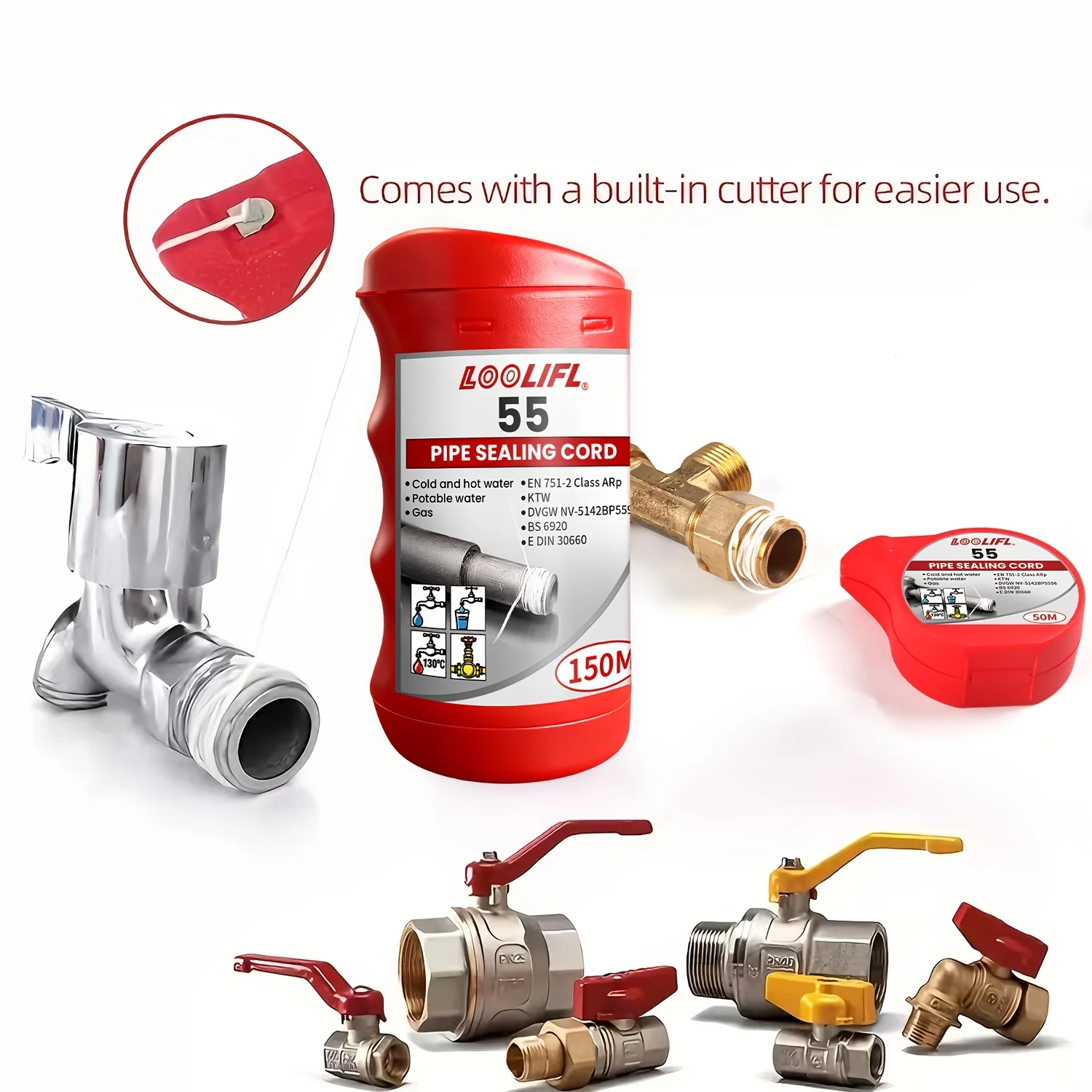 L55 Pipe Thread Sealing Cord 50M 150M Plumbing Pipe Sealant String Instant Seal For Metal Water Gas Pipe Fittings Anti Leakage