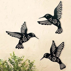 1pcMetal Hummingbird Cutout Wall Decoration Black Iron Bird Sculpture Wall Hanging Home Decoration