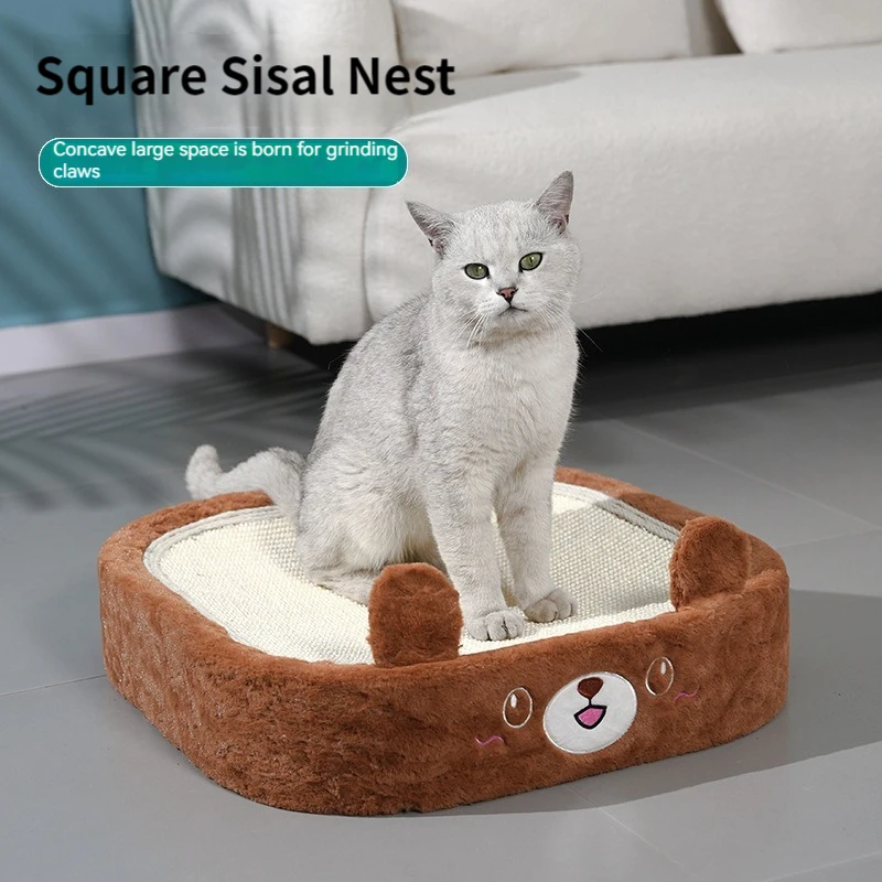 New Square Cat Scratching Board Household Dog Cat Scratcher Pads 100% Sisal Kitten Bed Resitent Sharpen Nails Tool Pet Supplies