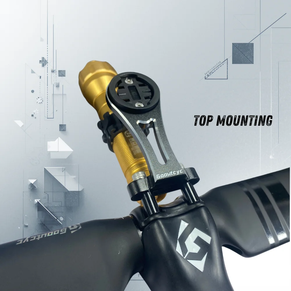GOOUTCYC Bicycle STEM Computer Out-Front Mount kit Compatible with Garmin Wahoo Bryton Combo Integrated Mount for Gopro Aluminum view 3