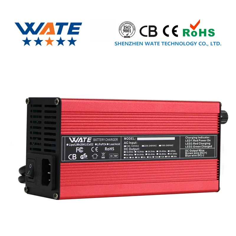 58.4V12A charger 16S 48V lithium iron phosphate battery intelligent charger with switch fan aluminum shell