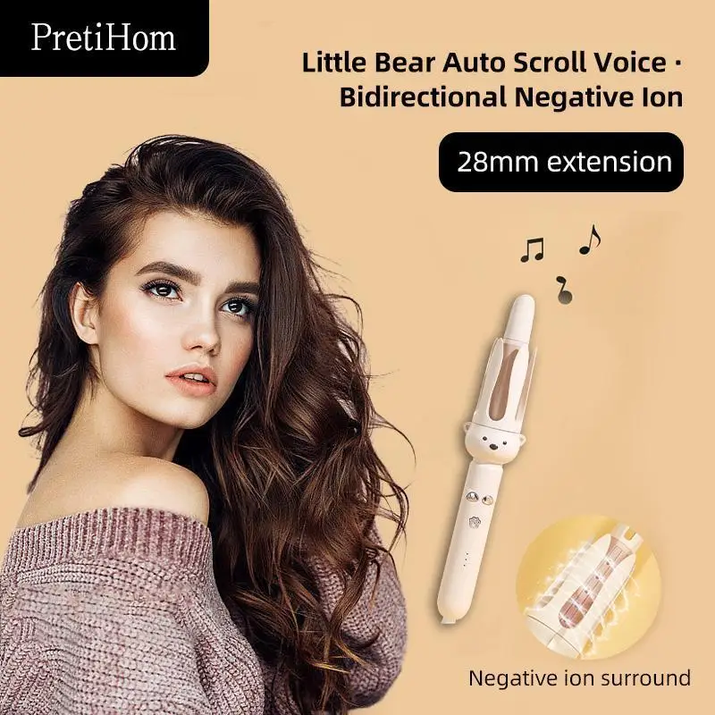PretiHom Fully Automatic Electric Curling Stick 32mm Large Curling Tool for Comfortable Hair Care, Back to School, Back to School Haul