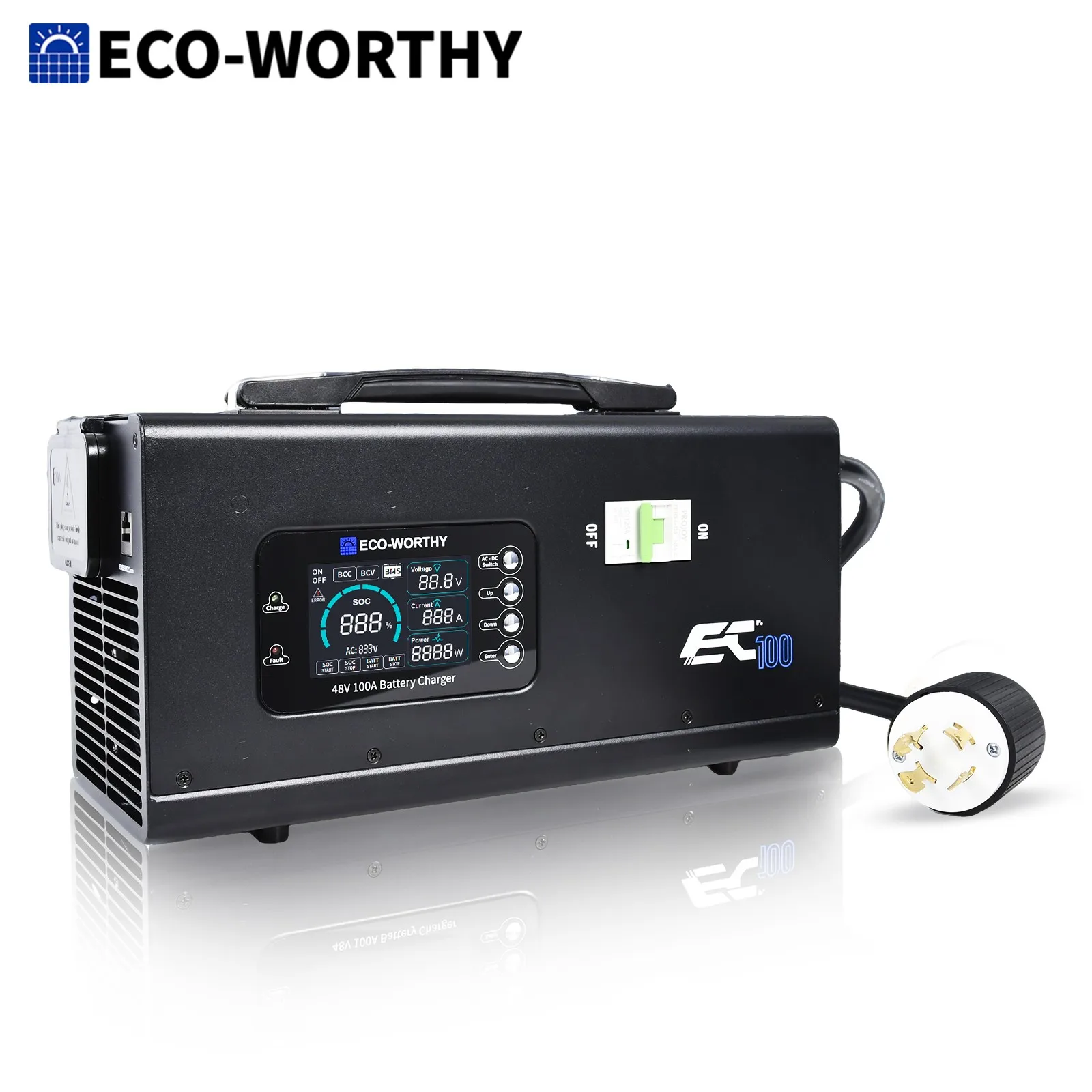 ECO-WORTHY 48V 100A Battery Charger for LiFePO4, Suitable for 120/240V Generators Fast Charging, for  48V 100Ah Battery