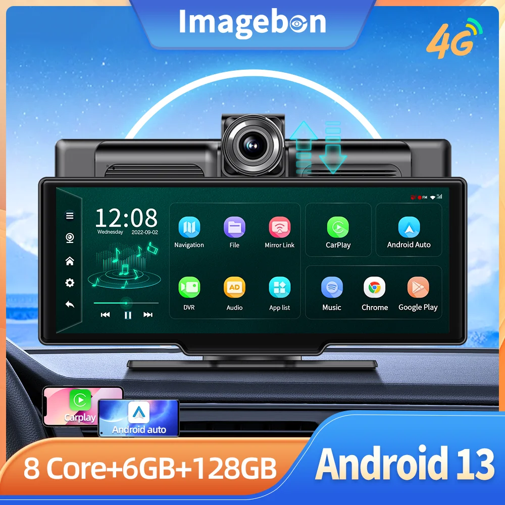 

Imagebon 10.26''Dashboard Android 13 Dash Cam 4G LTE ADAS GPS Navigation Black Box FM AUX 24H Parking Monitor Car DVR