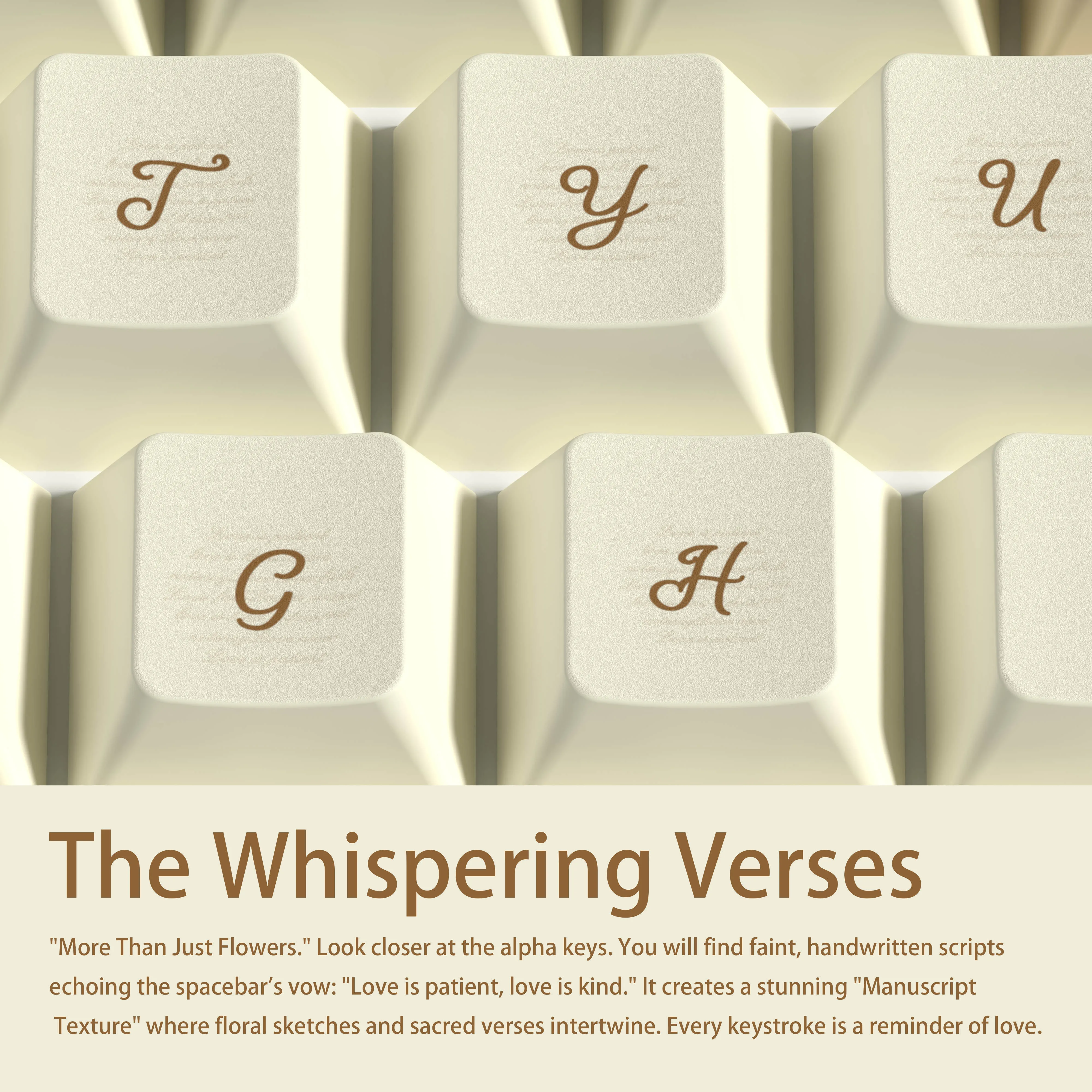 [The Vow] Retro Creamy Keycaps PBT Dye-Sub Cherry Profile Elegant Gothic Calligraphy Font Keycap Set for Mechanical Keyboard 60/