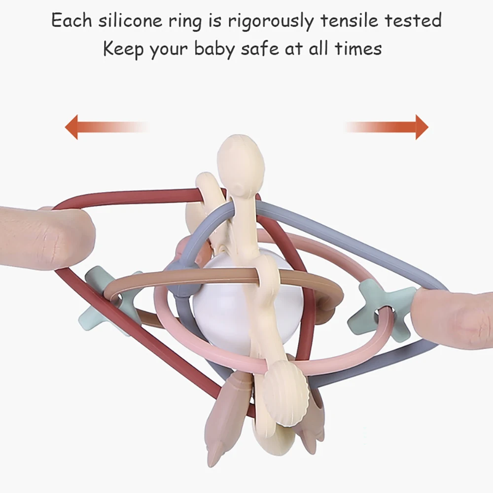 Montessori-Inspired Baby Rattle and Teether:Sensory Stimulation,Motor Skills Enhancement,BPA-Free Silicone,Perfect for Newborns