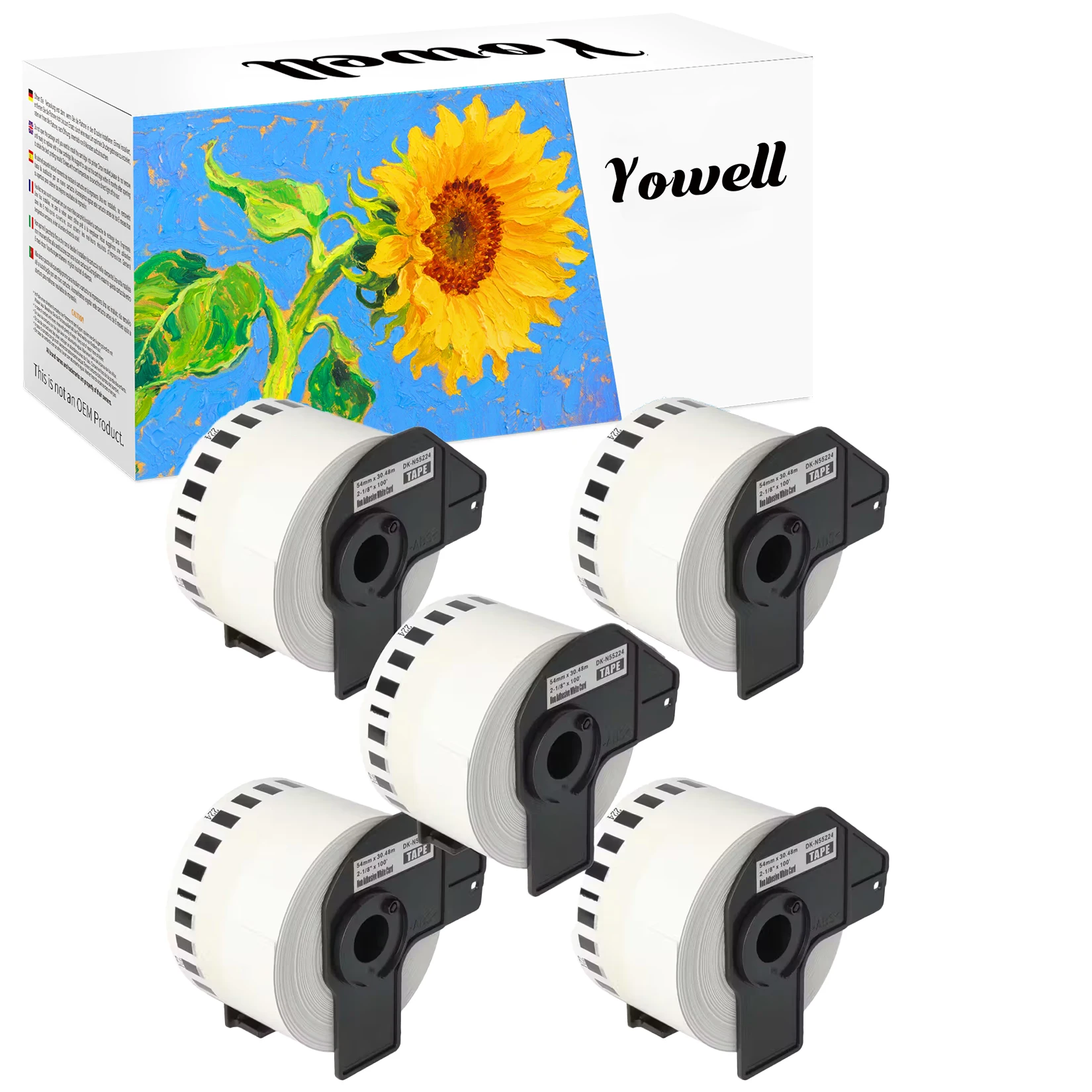 Yowell 5 X DK-N55224 (54 mm x 30,48 m) – kompatible Etiketten, geeignet für Brother QL-500, QL-500A, QL-500BS, QL-500BW, QL-550, QL-560. – Detail 1