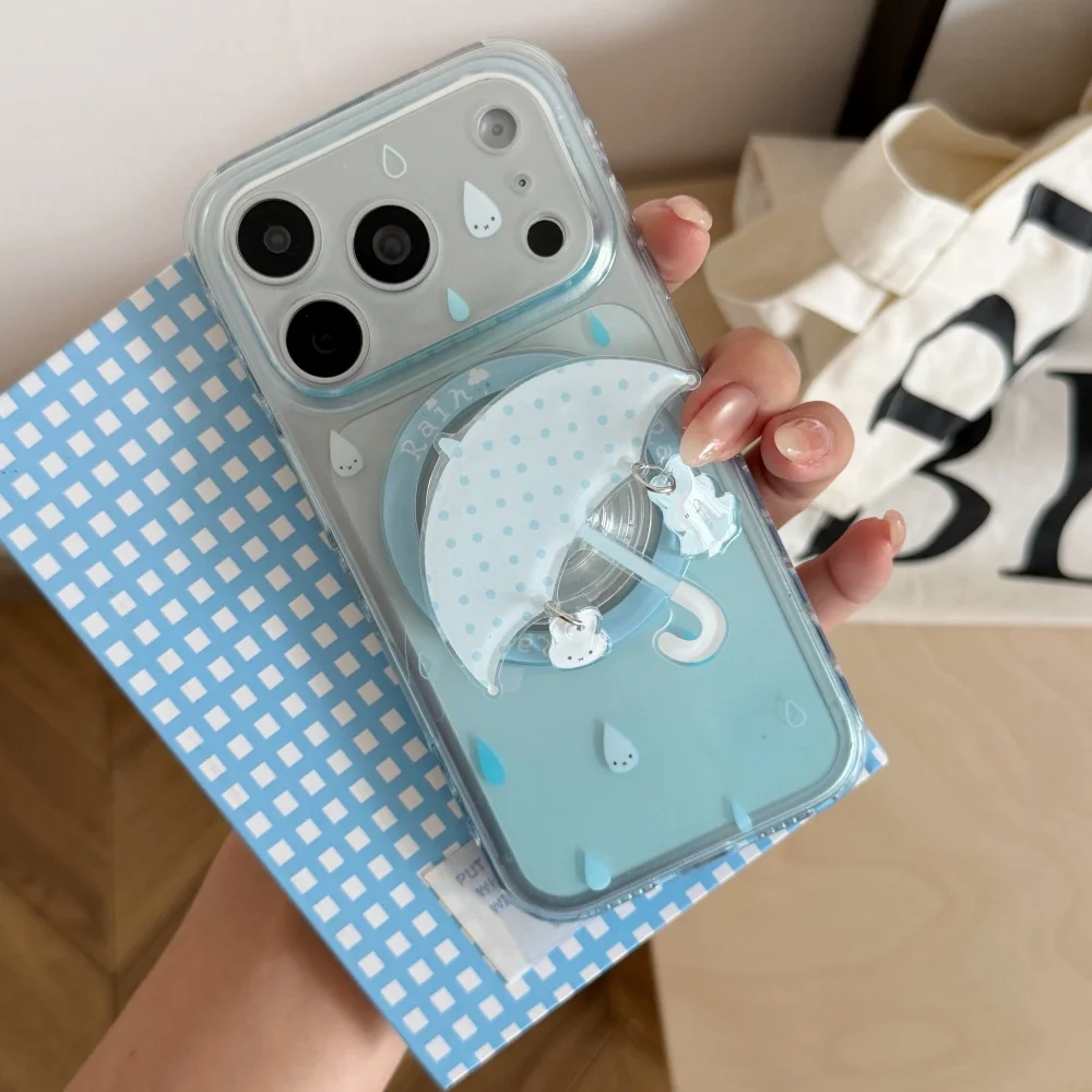 Cute Water Drops Miffy Rabbit Magnetic Phone Case for iPhone 15 Pro 17 16 17 Pro 16 Pro Max Cover With Magsafe 3D Stand Cover