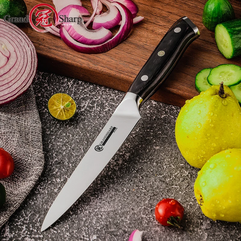 Coltello multiuso lama da 5 pollici utensile da cucina universale da taglio in acciaio inossidabile tedesco manico ergonomico Full Tang