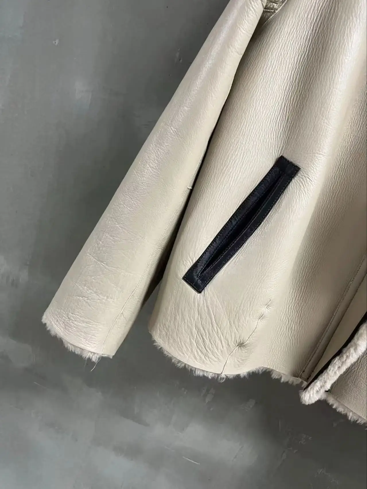 Herfst-winter casual damesjas van echt schapenvacht