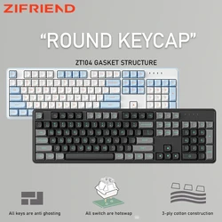 ZIFRIEND 가스켓 구조 기계식 키보드, 유선 키보드, USB 지지대, 핫 스왑, LED 게임용 키보드, 104 키, ZT104