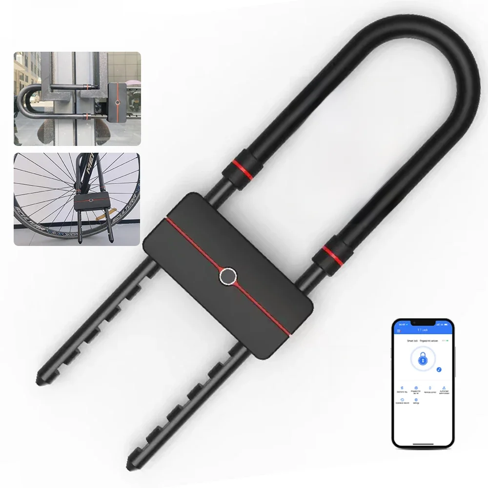 RAYKUBE étanche Bluetooth APP contrôle serrure de vélo électronique en forme de U vélo intelligent U-Lock avec TT Lock APP mot de passe empreinte digitale