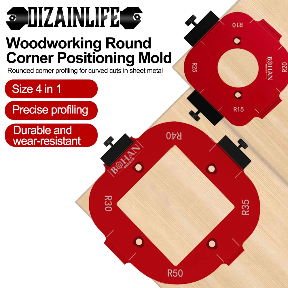 4 in 1 Woodworking Router Arcs Angle Positioning Template Corner Radius Routers R10-R50 Radius Jig  Woodworking Positioning Tool