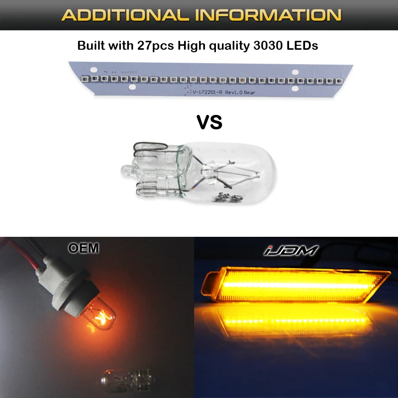 4x Smoked Lens LED Side Marker Light Kit for Chevy 2010 2011 2012 2013 2014 2015 Camaro For Chevrolet Front/Rear Lamps Red/Amber